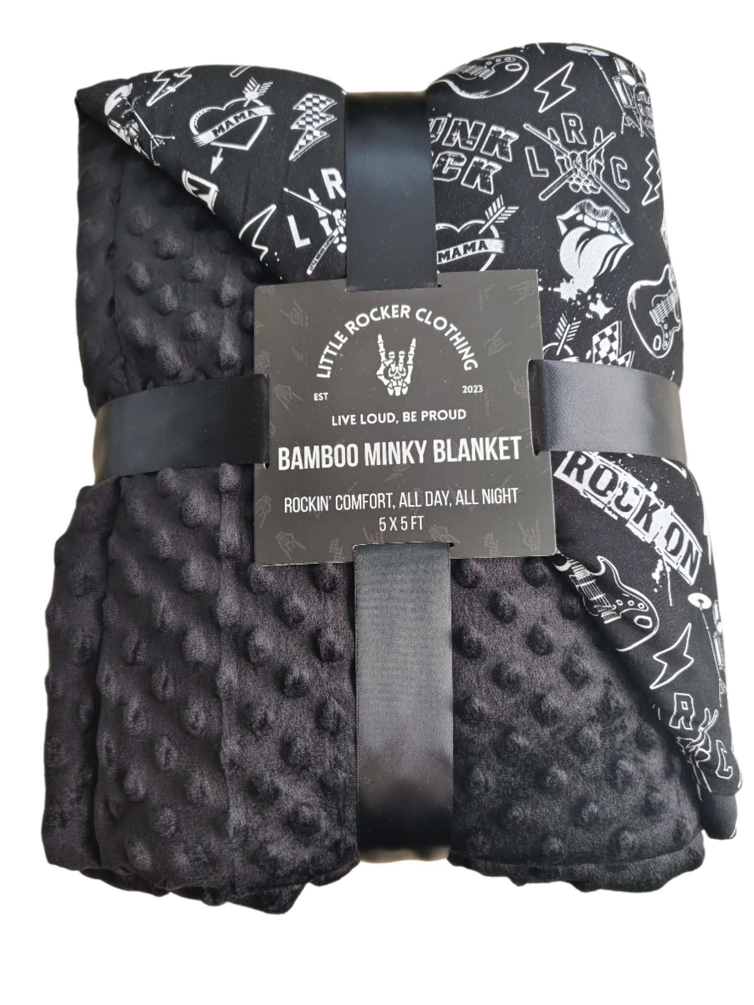 Punk Rock Collage Minky Bamboo Blanket