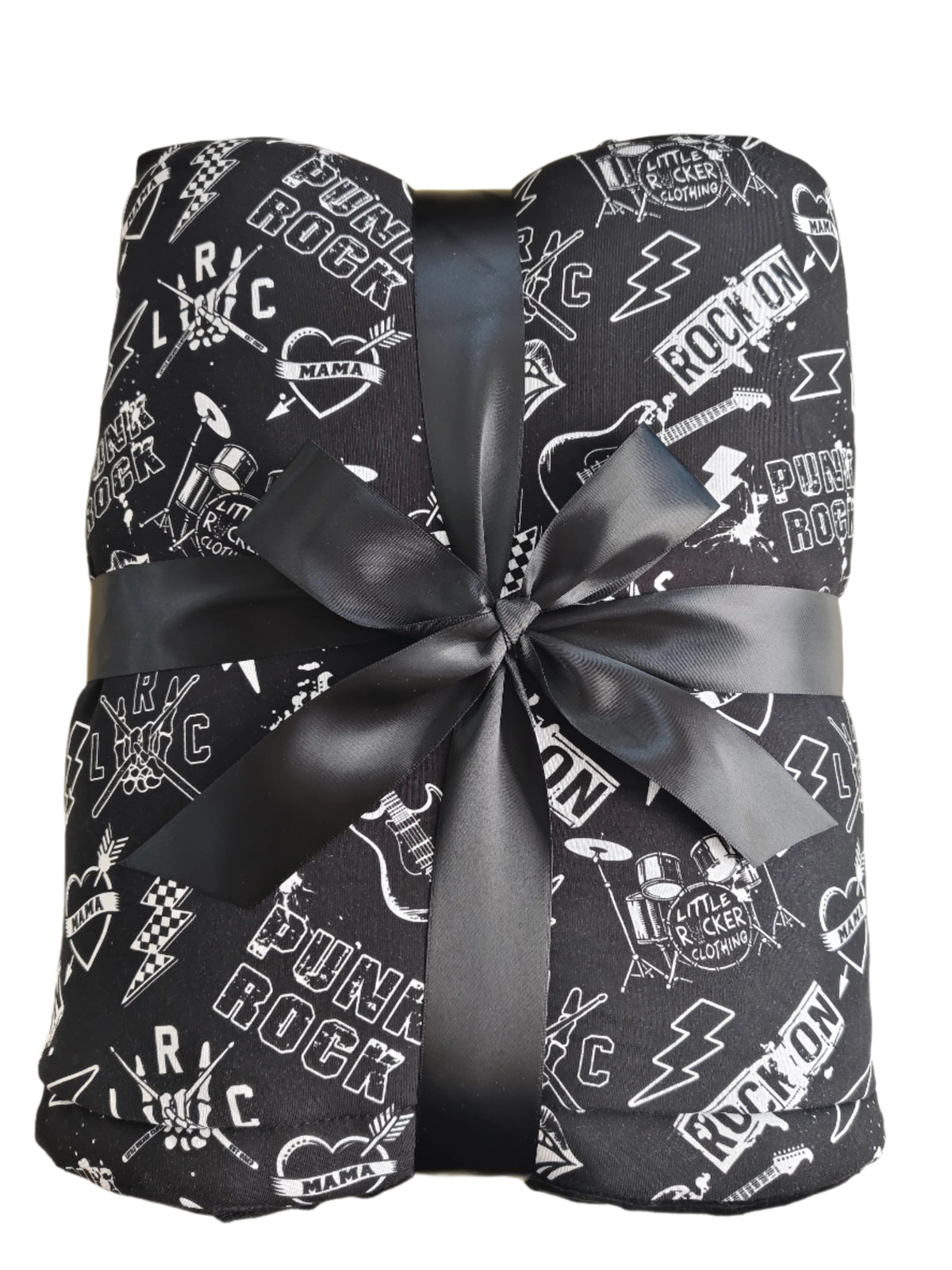 punk rock collage pattern minky blanket