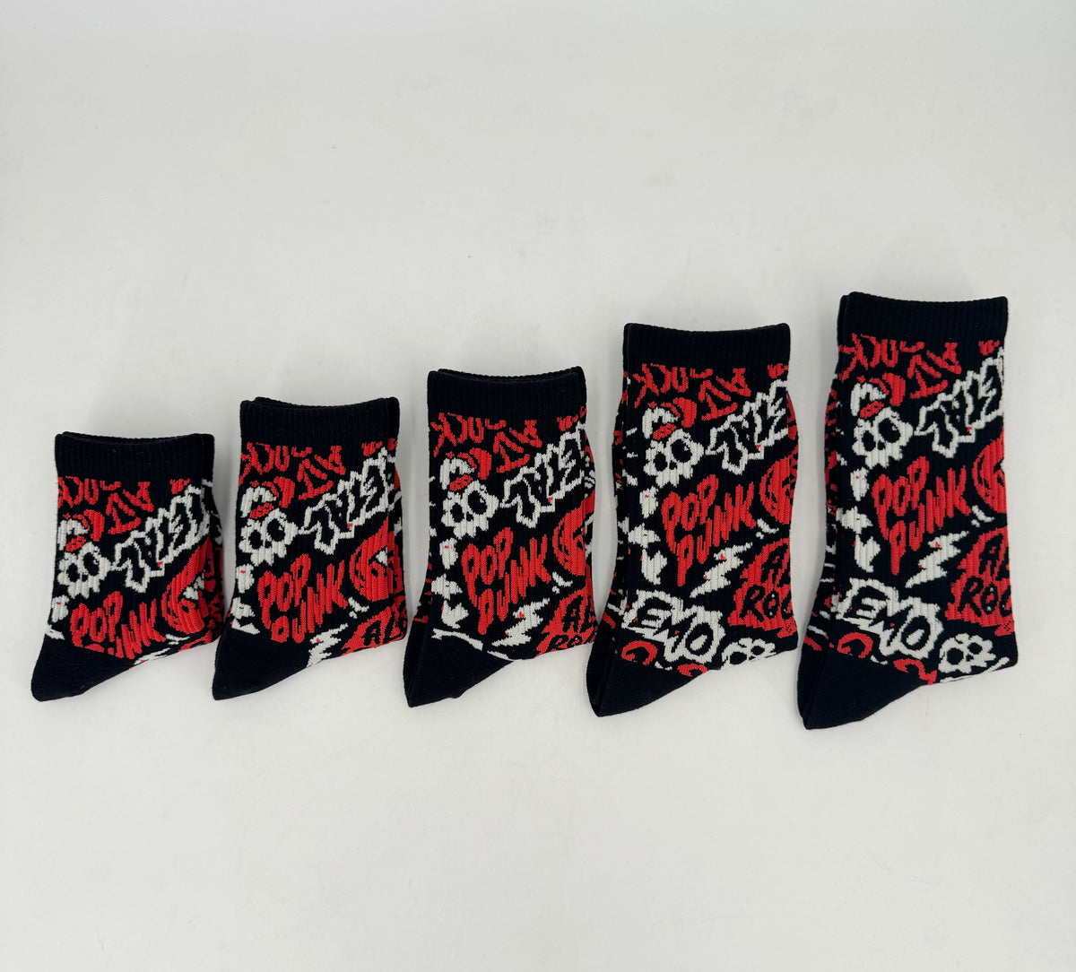 Little Rocker Clothing rock music inspired red and black socks designed for kids and adults