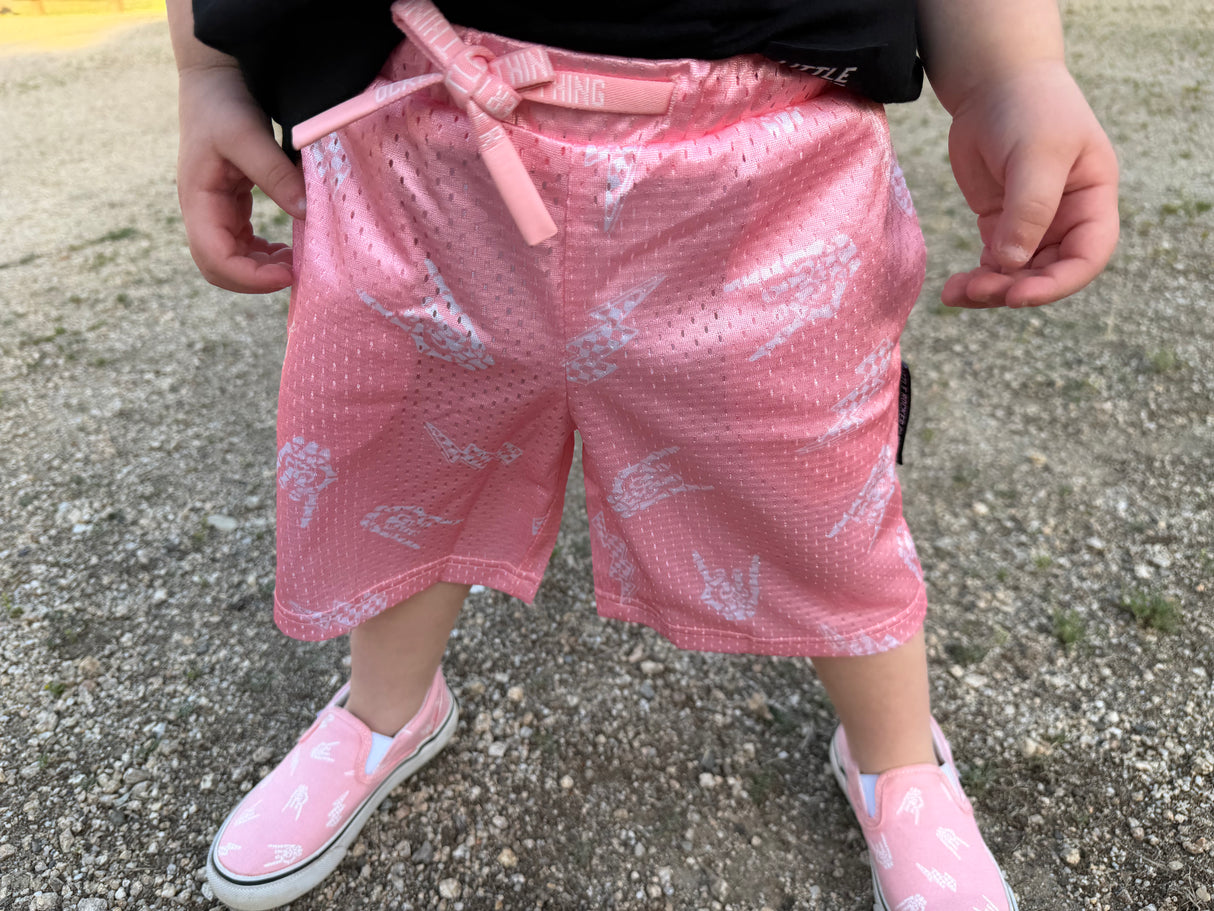 Mosh Pit Mesh Shorts - Pink Bolted Bones