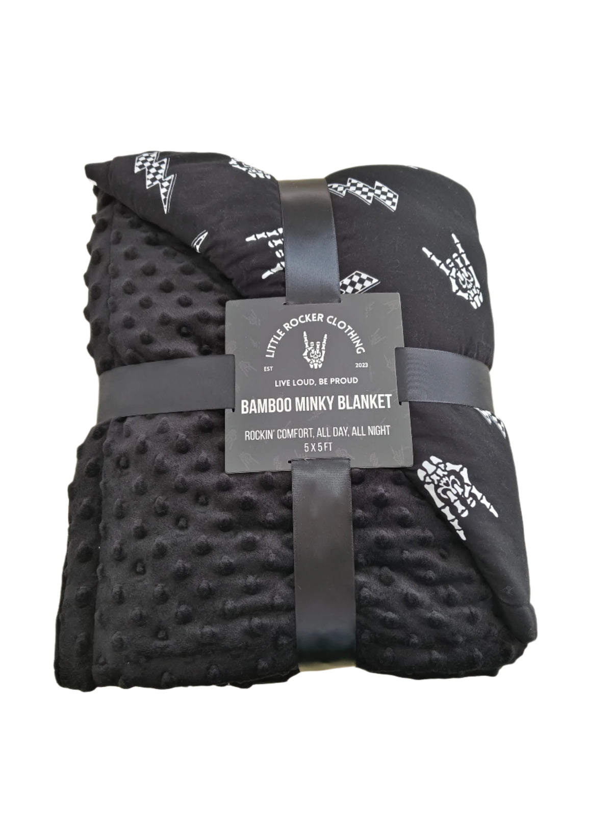 bolted bones pattern minky blanket