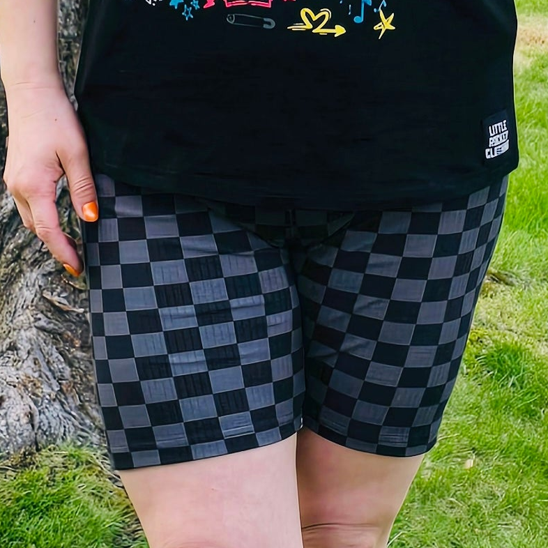 All Checked Out Biker Shorts - Adult