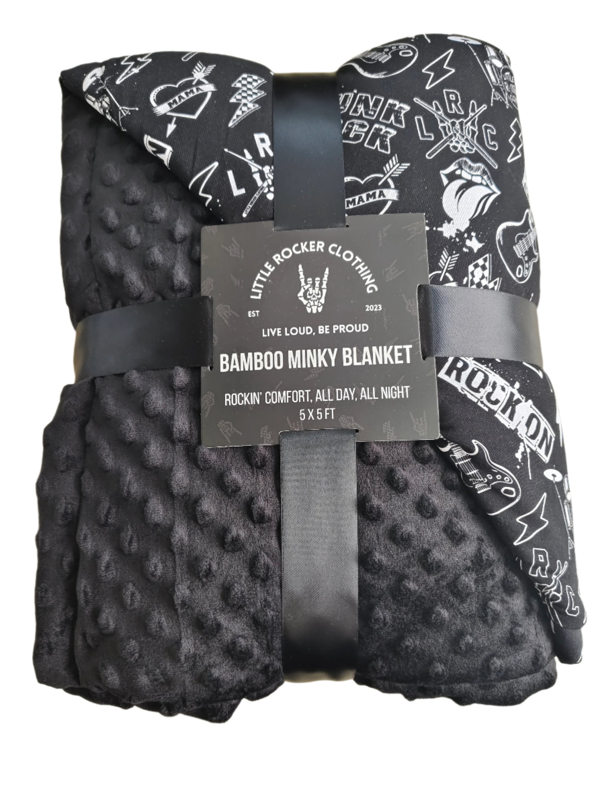 Punk Rock Collage Minky Bamboo Blanket