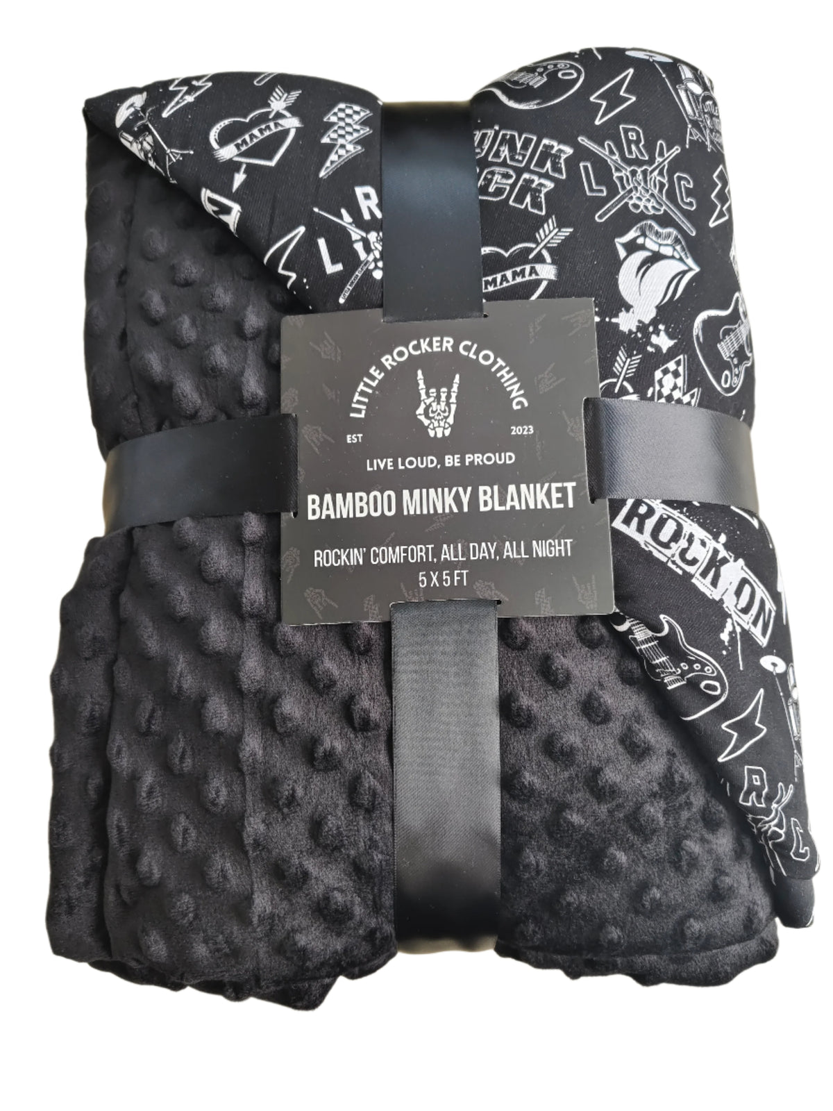 punk rock collage pattern minky blanket