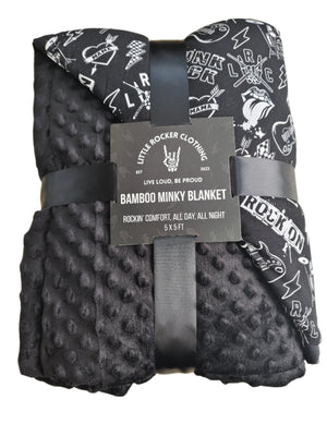 punk rock collage pattern minky blanket