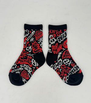 Little Rocker Clothing rock music inspired red and black socks designed for kids and adults