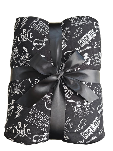 Punk Rock Collage Minky Bamboo Blanket