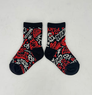 Little Rocker Clothing rock music inspired red and black socks designed for kids and adults