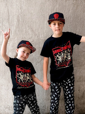 Sonic Temple official kids tee featuring festival inspired graphic design, rocker style kids t shirt with soft comfortable fit, music festival apparel for everyday wear