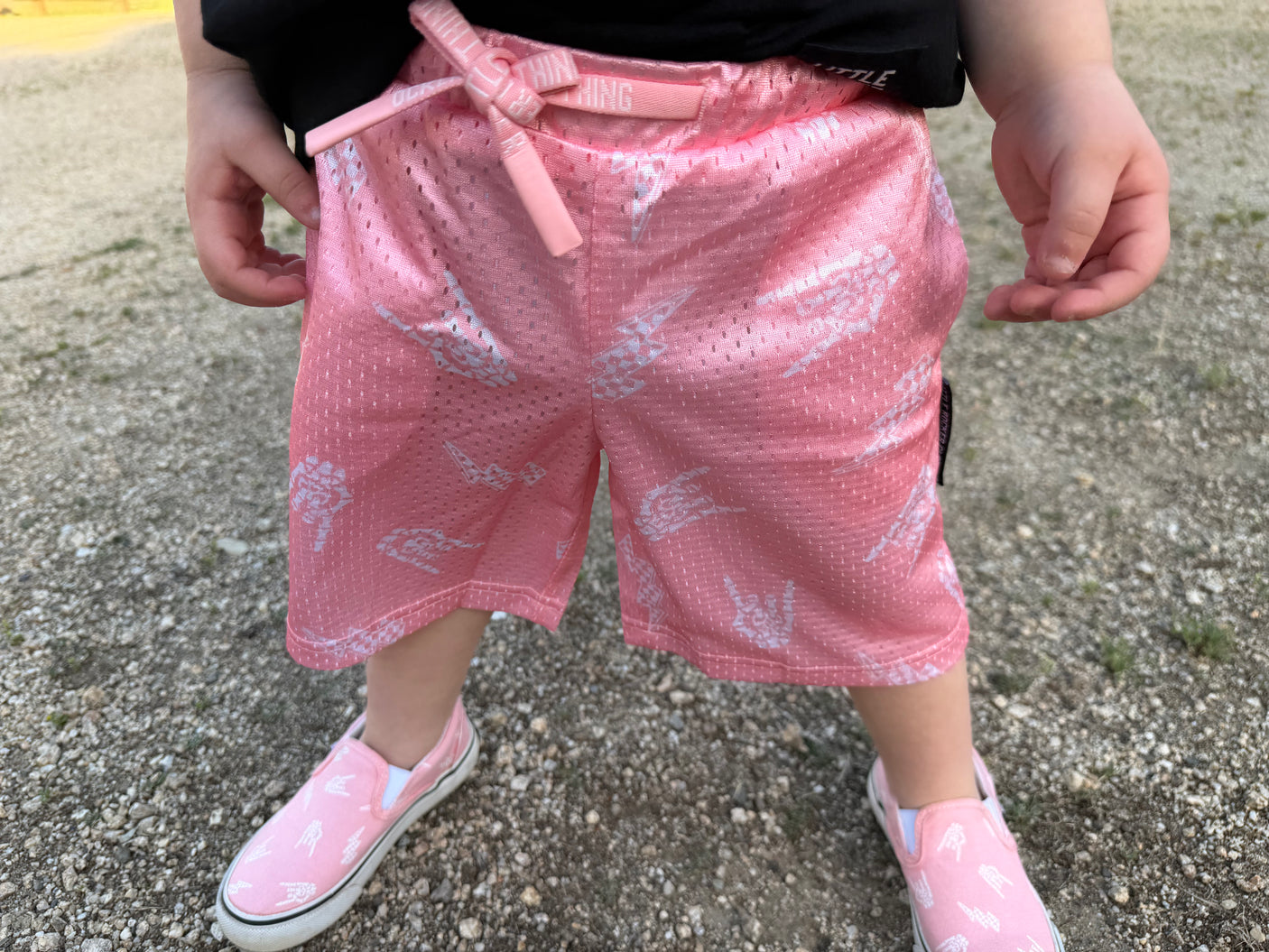 Mosh Pit Mesh Shorts - Pink Bolted Bones