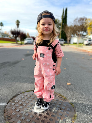 Pitstop Overalls - Bolted Bones (Pink)