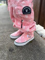 front close up view of the pink bolted bones canvas shoes for kids from little rocker clothing