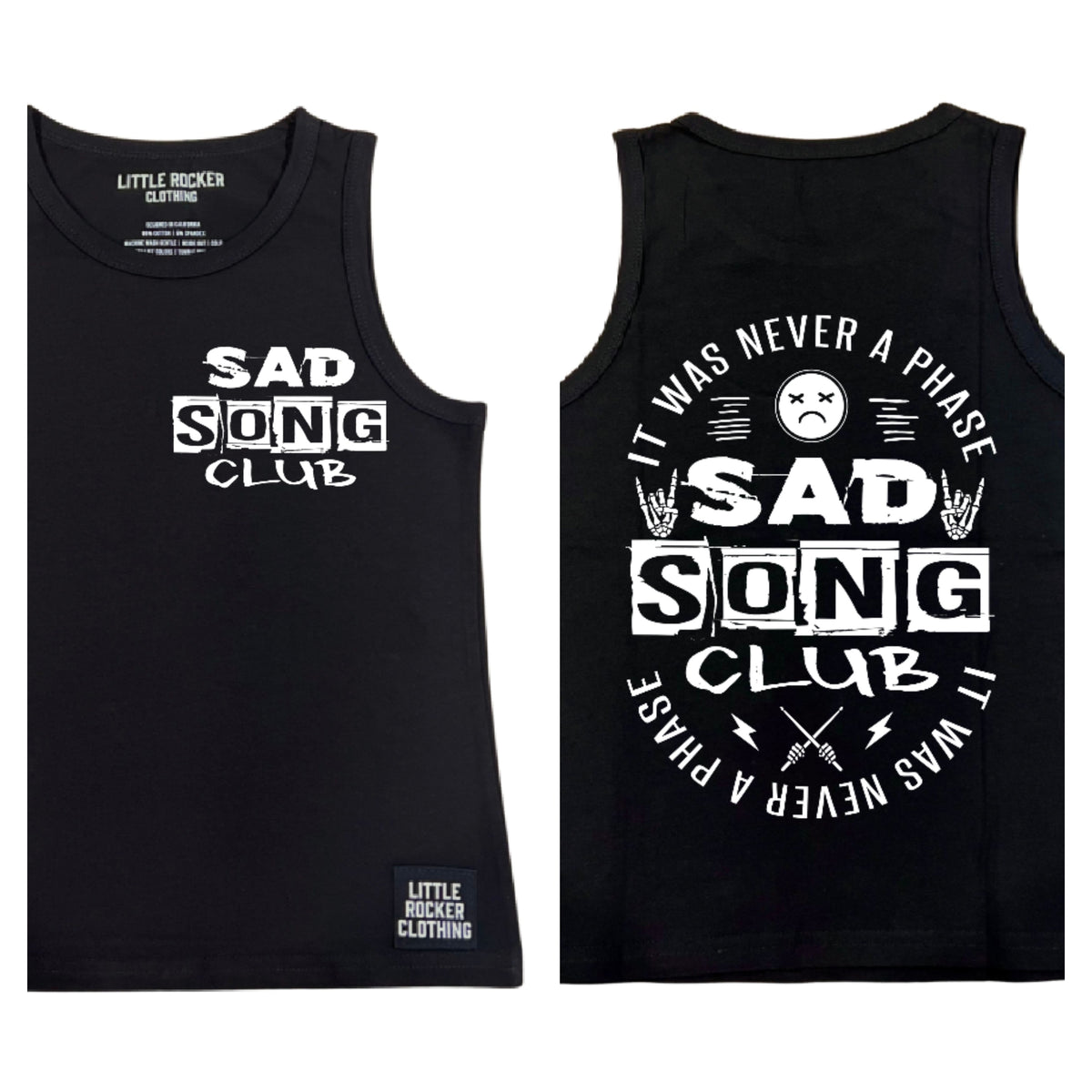 black little rocker clothing tank top with sad song club emo inspirated design