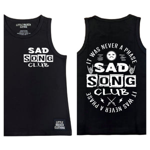 black little rocker clothing tank top with sad song club emo inspirated design