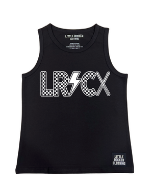 black LRC branded tank top with checkered pattern