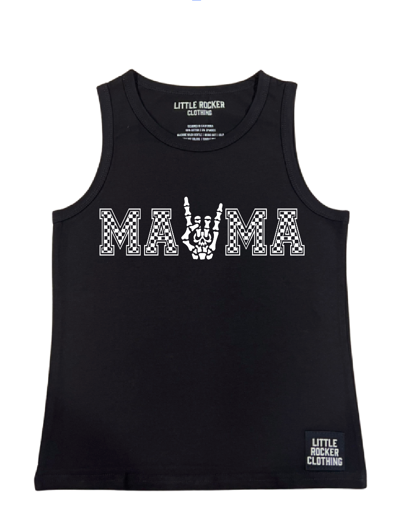 black rocker inspired mama tank top for matching family set
