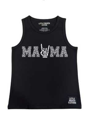 black rocker inspired mama tank top for matching family set