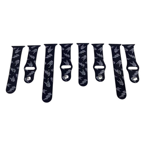 rock on and lightening bolts black apple watch bands