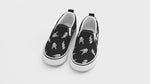 overview video of the bolted bones canvas slip on shoes for kids with black  elastic slip on design, little rocker clothing footwear